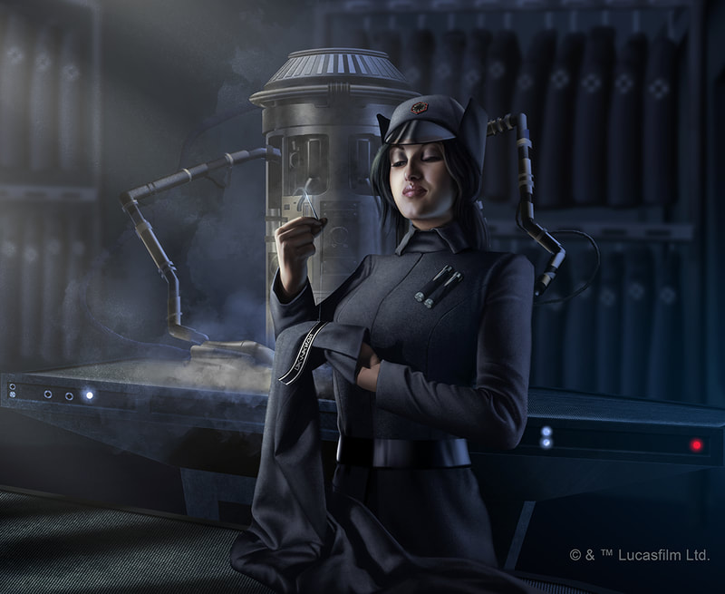 A Star Wars Illustration of a young female cadet of the First Order.